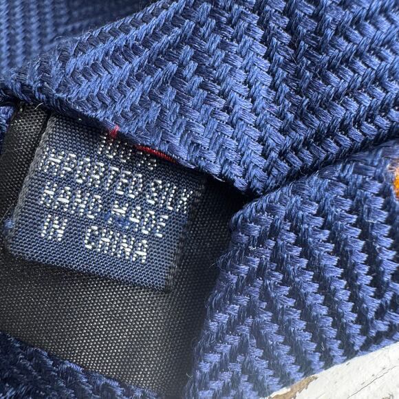 Paul Fredrick Paisley Printed Multicolor Navy Neck Tie 58.5" 100% Silk Teardrop - Picture 6 of 6